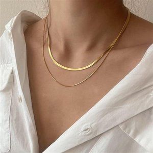 Gold Layered Herringbone Necklace